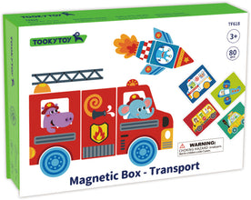 Tooky Toy Educatief Houten Magneetbord Transport 80-Delig